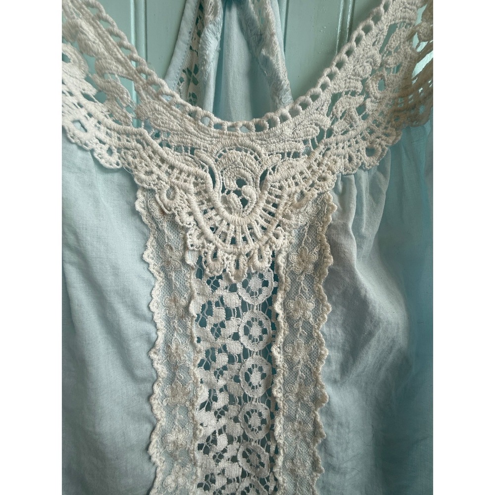 In Bloom by Jonquil Robin's Egg Blue Crochet Lace Cami Top Racerback‎ Boho - Picture 4 of 6